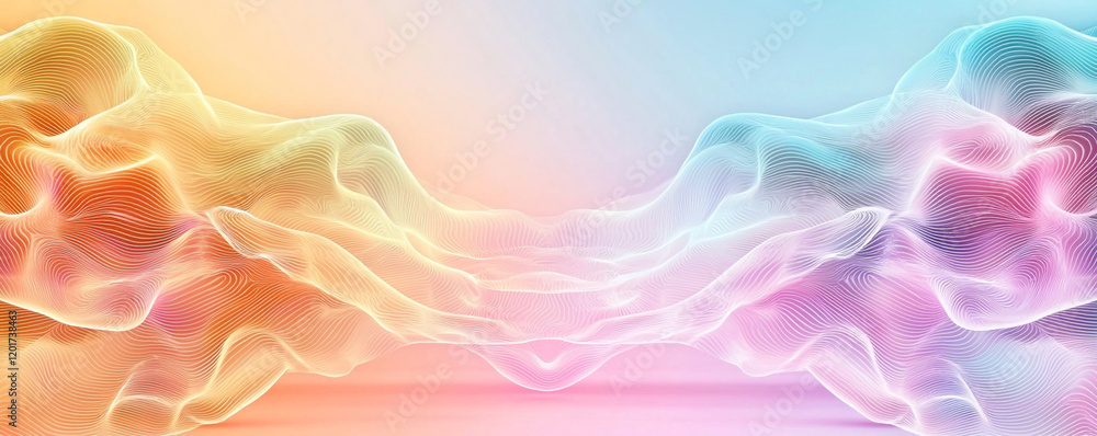 Aufkleber ai-generated art trends, futuristic abstract waves in vibrant colors create mesmerizing visual effec