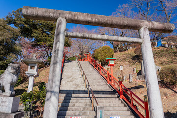 冬の足利織姫神社 二の鳥居（男坂）　栃木県足利市