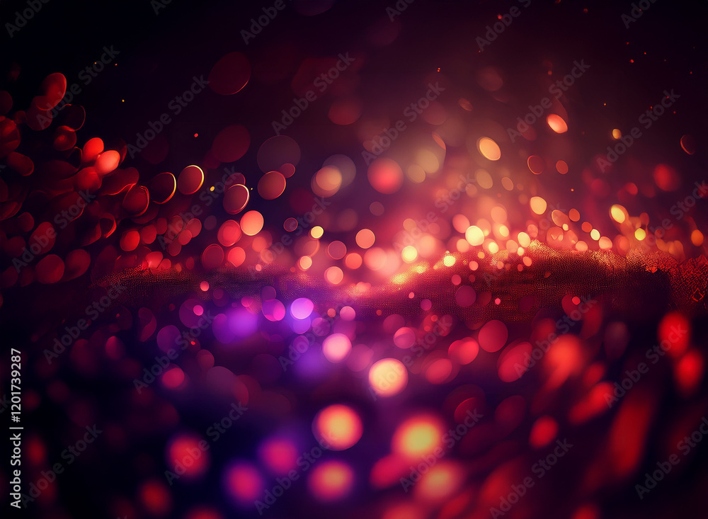 Aufkleber Abstract background of red and purple bokeh lights, creating a dreamy, sparkling effect.  The lights glow and shimmer, suggesting movement and energy.