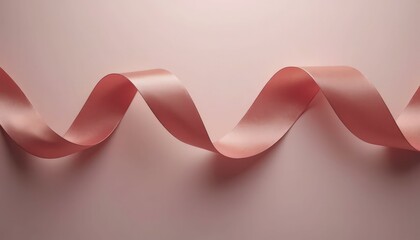 Ribbon slowly unraveling in mid movement, creating dynamic, fluid shape with soft lighting and pastel background