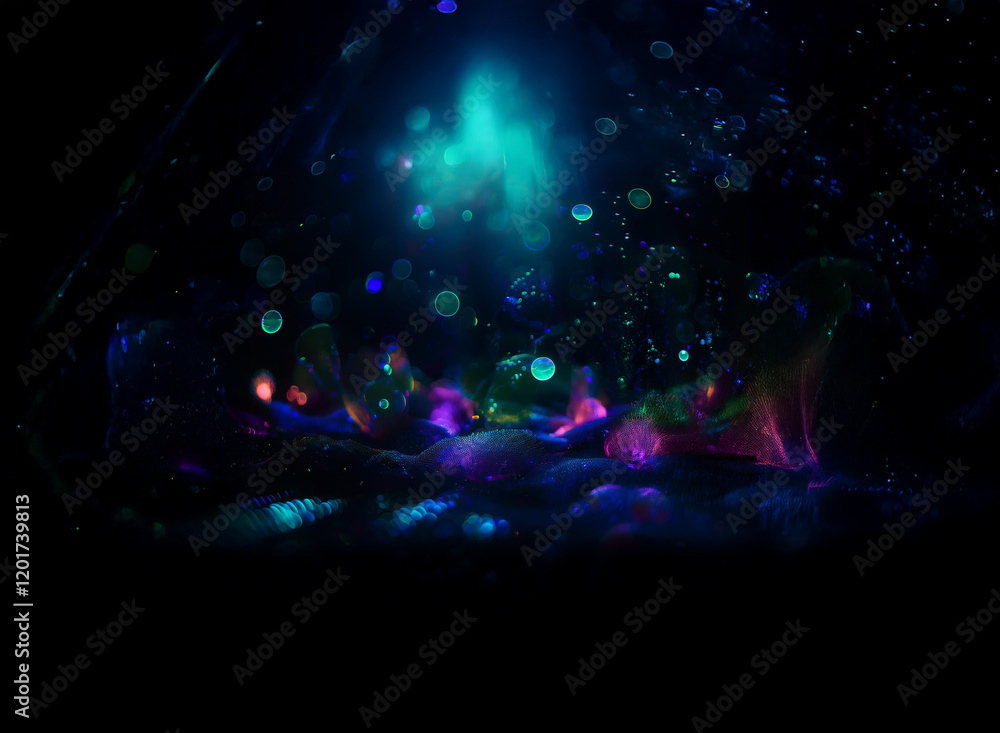 Aufkleber abstract background image featuring vibrant bokeh lights and swirling, colorful nebulas. the dark ba