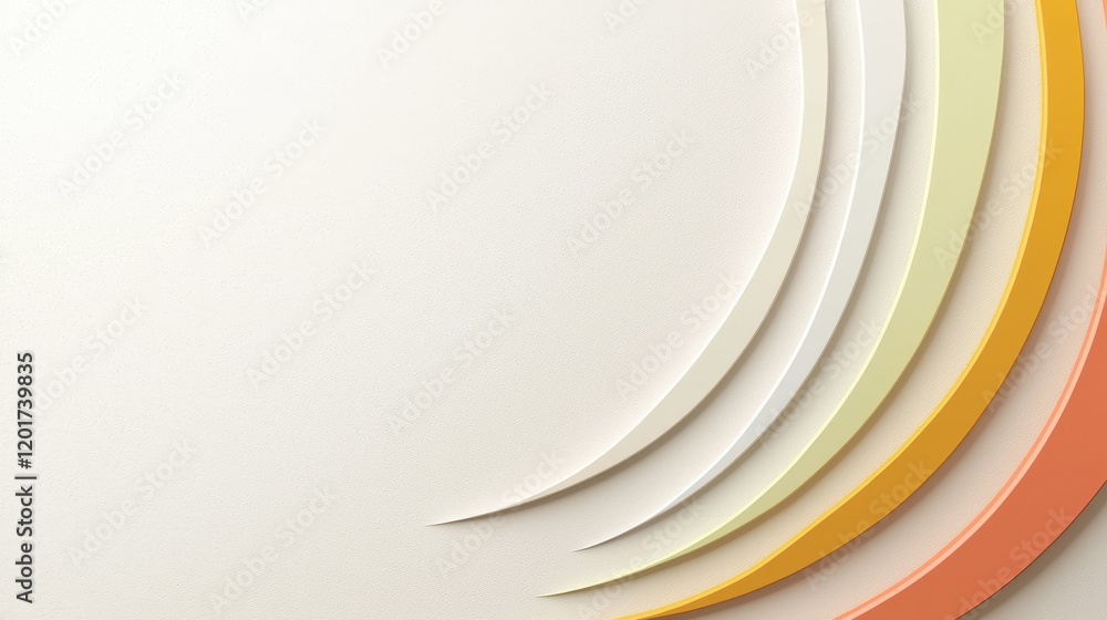 Poster abstract design featuring curved lines in soft pastel colors on light background, creating modern an