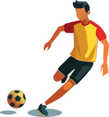Isometric Vector Illustration of a Soccer Player Kicking a Ball