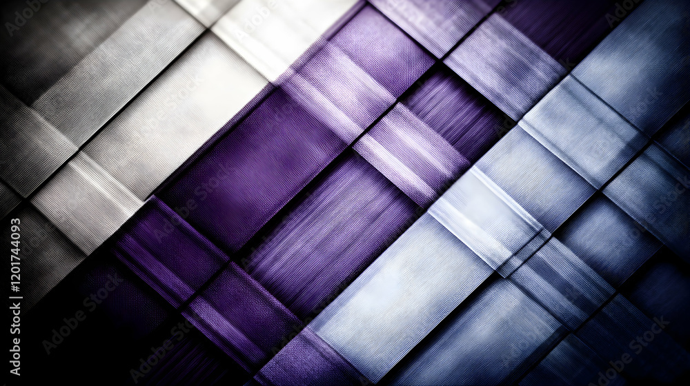 Poster abstract geometric background with diagonal intersecting lines of purple, grey, and white textured b