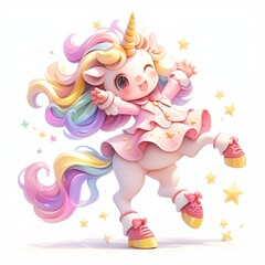 Naklejka premium A pastel illustration of cute girl in a children's book style, created as a generative artwork using AI.