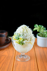 fruit ice with cheese topping
