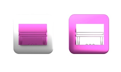 Colorful Grand piano icon isolated on white background. Musical instrument. Square button. 3D render illustration