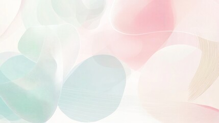 Abstract pastel shapes, soft color gradient, flowing design, white background.