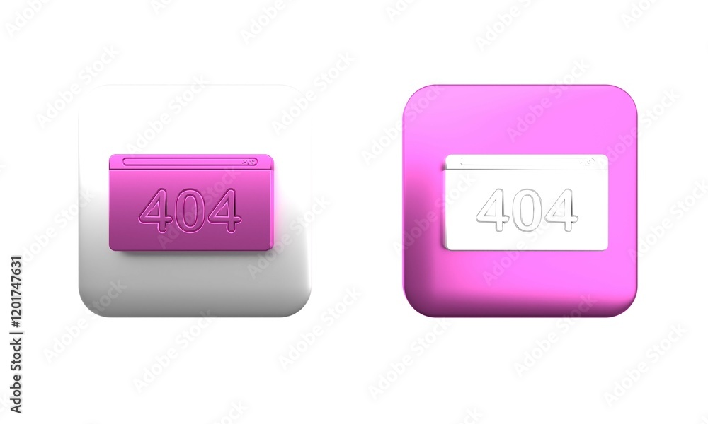 Poster colorful page with a 404 error icon isolated on white background. template reports that the page is 