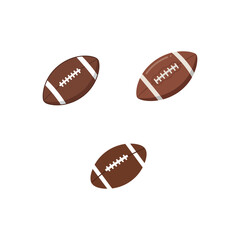 american rugby football sports ball icon collection set silhouette vector art flat design illustrations