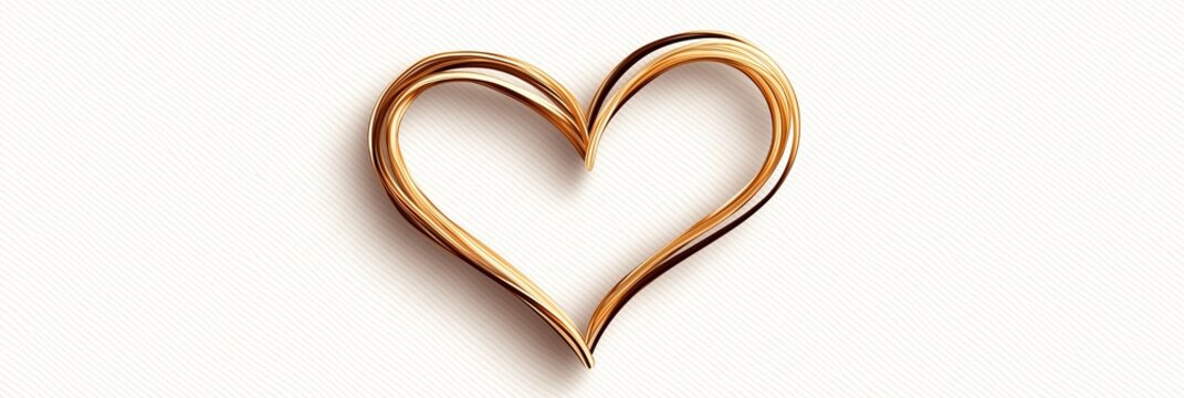 Golden heart shape, elegant design, soft backdrop, shiny, romantic decor