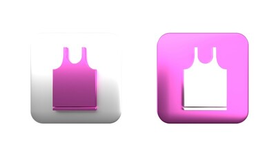 Fototapeta premium Colorful Sleeveless T-shirt icon isolated on white background. Square button. 3D render illustration