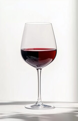 Elegant Red Wine in Glass Goblet, Isolated on White Background.