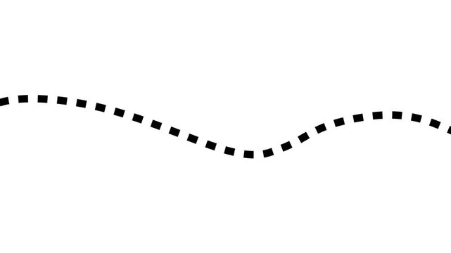 black dashed line animation on white background video