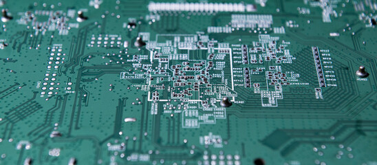 Electronic circuit board close up. CPU electrons. Electronic computer hardware technology....
