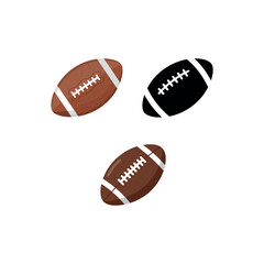 american rugby football sports ball icon collection set silhouette vector art flat design illustrations