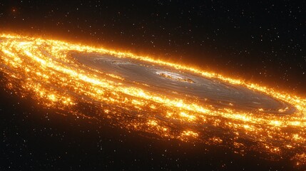 Obraz premium Golden Spiral Galaxy in the Vastness of Space