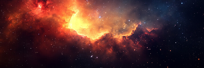 Fototapeta premium Fiery Galaxy in Outer Space with Bright Nebula