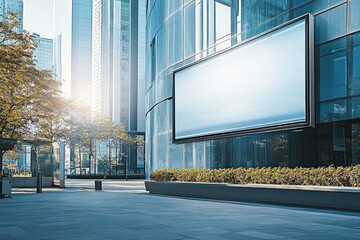 Obraz premium Blank billboard on the wall of modern building.