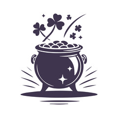 St. Patrick's Day Shamrock Pot of Gold Vector Silhouette Design