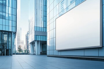 Fototapeta premium Blank billboard on the wall of modern building.