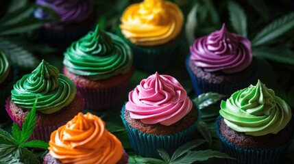 Colorful Cannabis Cupcakes