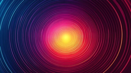 Circular geometric pattern with concentric rings in neon gradients.