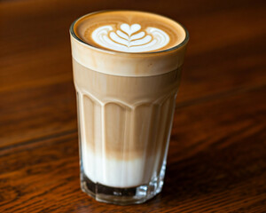  A close-up of a latte with intricate latte art, showcasing the beauty of coffee.