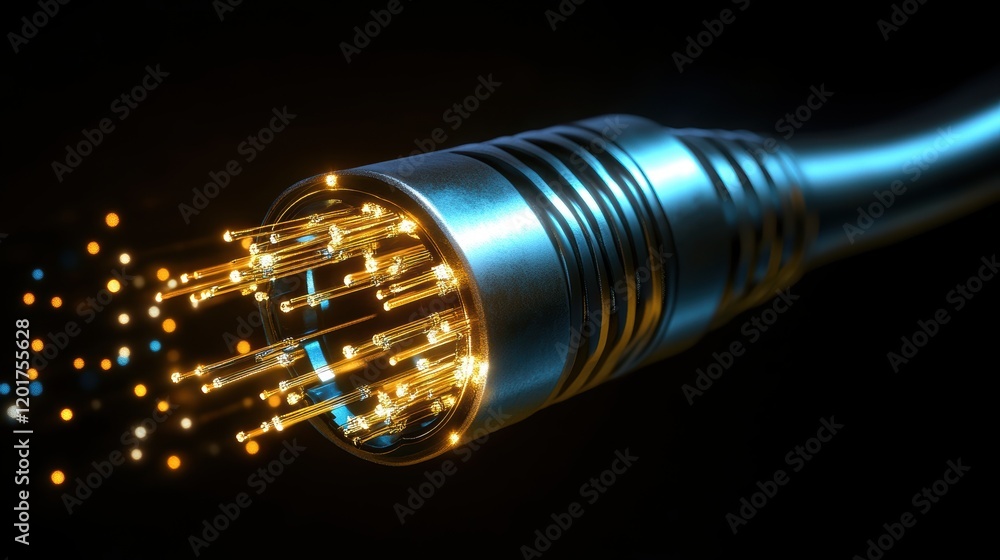 Poster high-tech environment quantum network cable technology showcase with innovative gigapixel view