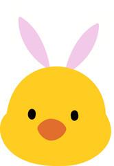 Easter chick head with bunny ears icon.
Cute yellow chick with rabbit ears flat vector isolated.
Easter icon.
Transparent background.