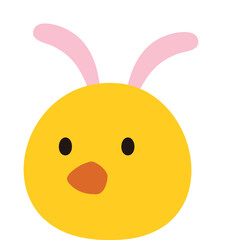 Easter chick head with bunny ears icon.
Cute yellow chick with rabbit ears flat vector isolated.
Easter icon.
Transparent background.