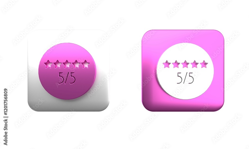 Poster colorful consumer or customer product rating icon isolated on white background. square button. 3d re
