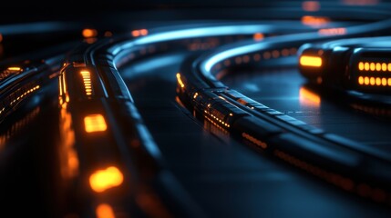 Illuminate your network hightech lan cable with cyberpunk lighting in a futuristic environment