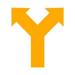 二つに分岐する矢印のイラスト