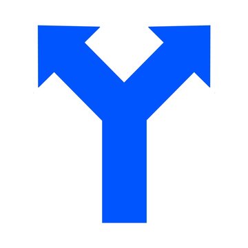 二つに分岐する矢印のイラスト