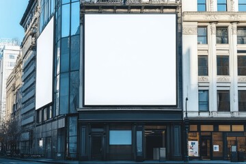 Obraz premium White Blank Billboard mockup for building facade