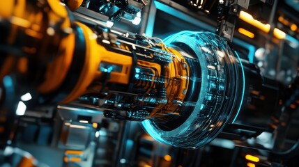 High-detail robotic arm in futuristic industrial setting close-up perspective