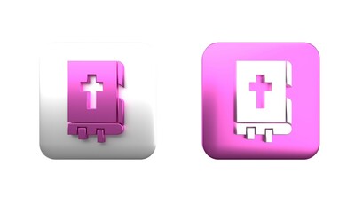 Colorful Holy bible book icon isolated on white background. Square button. 3D render illustration