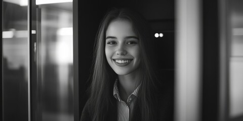 Professional Woman Smiling Inside Office