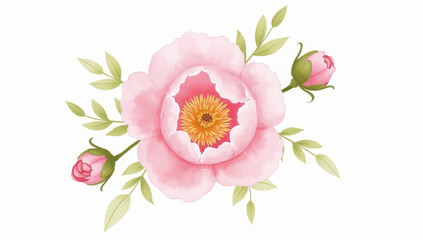 Fototapeta premium Hand drawn watercolor bouquet of peonies, representing soft and lush beauty