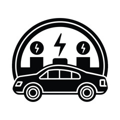 Electric Car Dashboard. Flat Icon Silhouettes UI UX