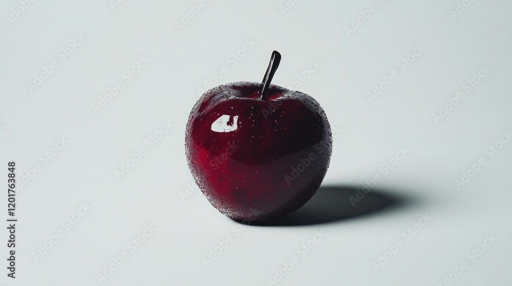 Poster precise digital rendering of a red apple on white background