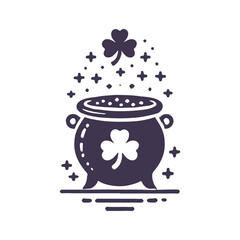 St. Patrick's Day Shamrock Pot of Gold Vector Silhouette Design