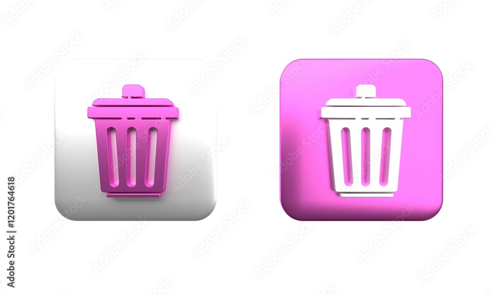 Poster colorful trash can icon isolated on white background. garbage bin sign. recycle basket icon. office 