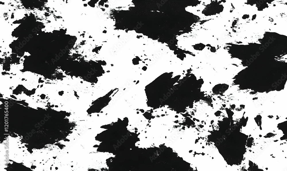 Poster abstract black ink splatters on white background. perfect for design projects needing a grunge or te