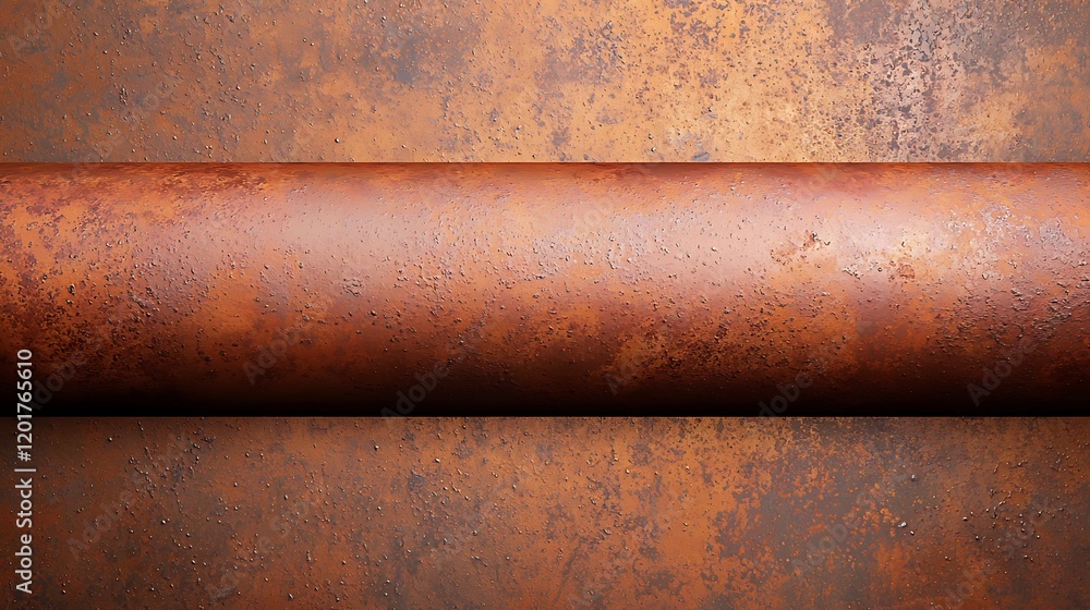 Poster an up-close view of a rusted metal pipe reveals complex oxidation patterns.