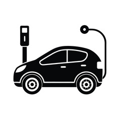 Naklejka premium Electric Vehicle Charging. Clean Energy Future ev 