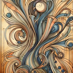 Art Nouveau Flowing lines and organic shapes