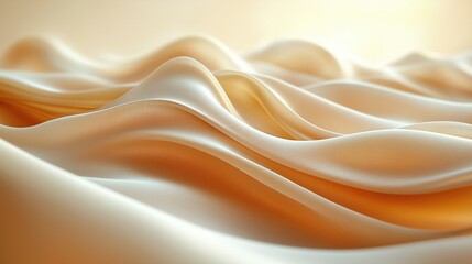 Fototapeta premium Flowing cream-colored fabric waves in soft light, abstract background for design.