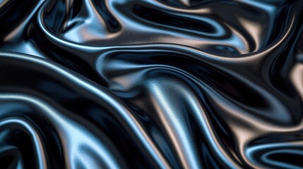 Obraz premium Flowing dark blue satin fabric background for luxurious design.